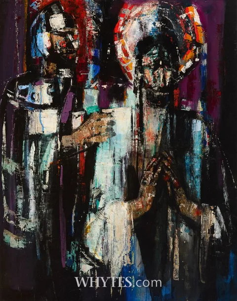 CHRIST CONDEMNED by George Campbell, oil on board, sold Dec 2024