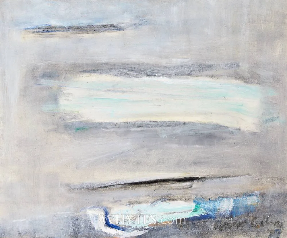SEA AND RAIN by Patrick Collins, 1978, oil on canvas, sold Dec 2024