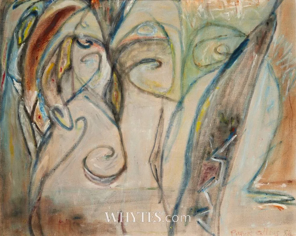 SALMON OF KNOWLEDGE by Patrick Collins, 1984, oil on canvas, offered Dec 2024