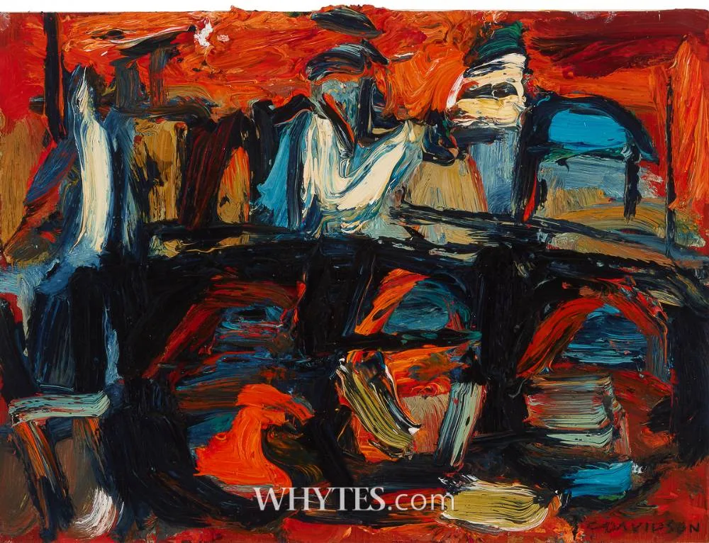 EVENING, THE LIFFEY by Colin Davidson, 2000, oil on board, sold Dec 2024