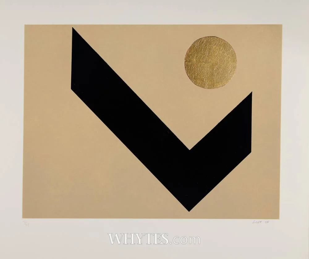 TANGRAM IV by Patrick Scott, 2005, carborundum and gold leaf; (no. 12 from edition of 75), sold Dec 2024