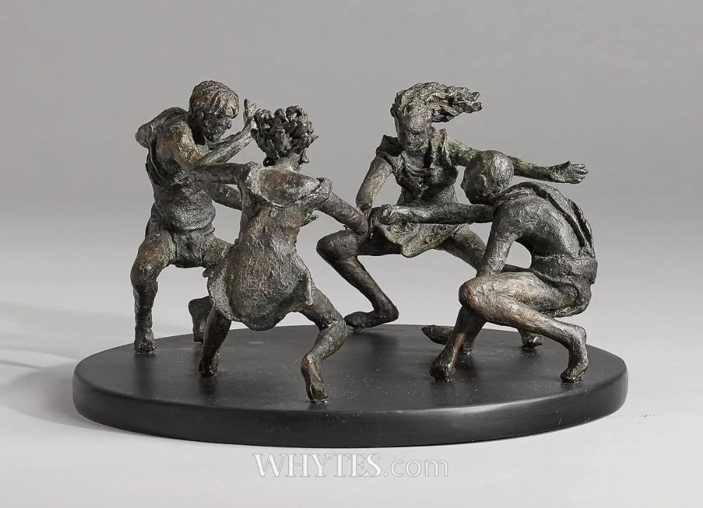 THE ELEMENTS by Rowan Gillespie, 1994, bronze on black marble base, sold Dec 2024