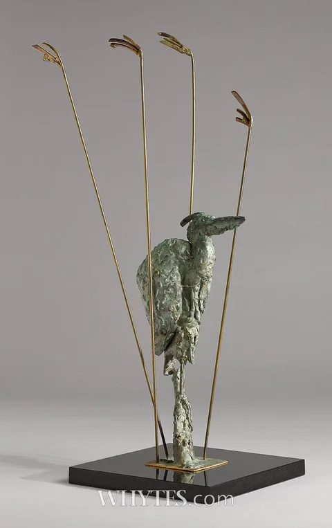 John Coll, HERON, bronze on black granite base