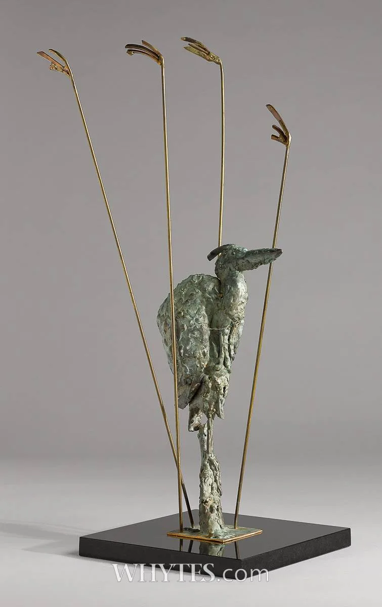 HERON by John Coll, bronze on black granite base, sold Dec 2024
