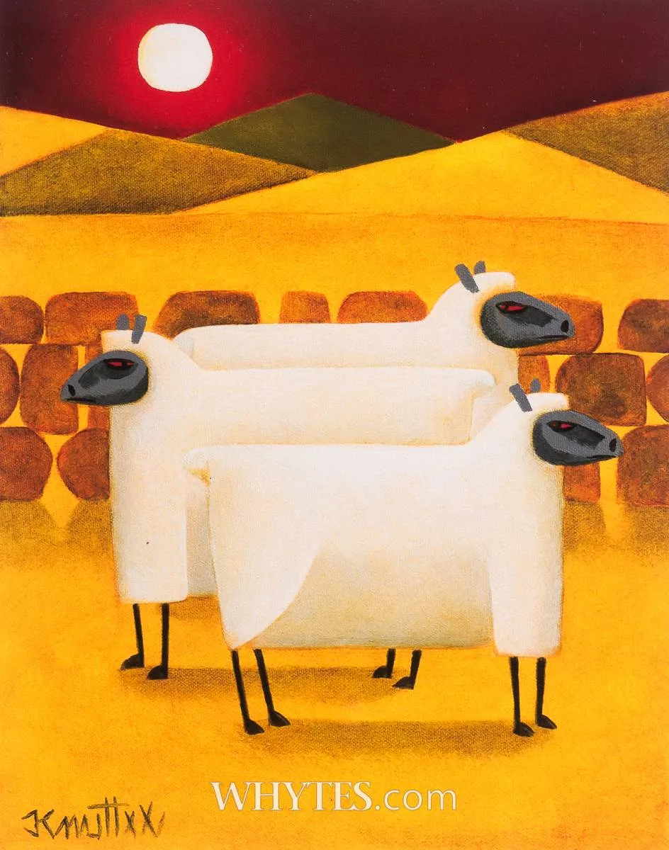 THREE SHEEP by Graham Knuttel, print, sold Oct 2024