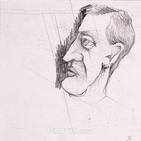 SELF PORTRAIT by Graham Knuttel, pencil, offered Oct 2024