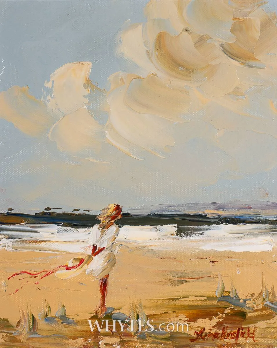 Thelma Mansfield, GIRL ON A BEACH, oil on canvas board
