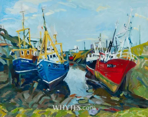 Richard Moore, DRY DOCK, CLOGHERHEAD, CONTY LOUTH, oil on board