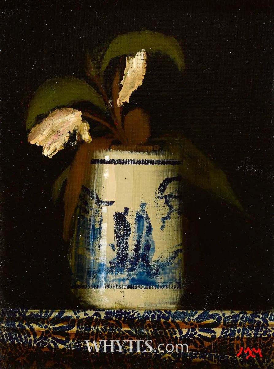 WILLOW PATTERNED VASE by Martin Mooney, 2009, oil on board, offered Oct 2024