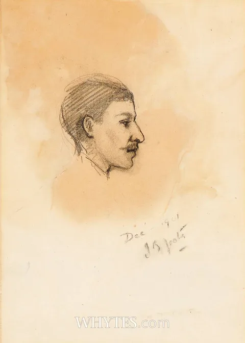 John Butler Yeats, PORTRAIT SKETCH (BELIEVED TO BE JOHN MILLINGTON SYNGE), 1891, pencil