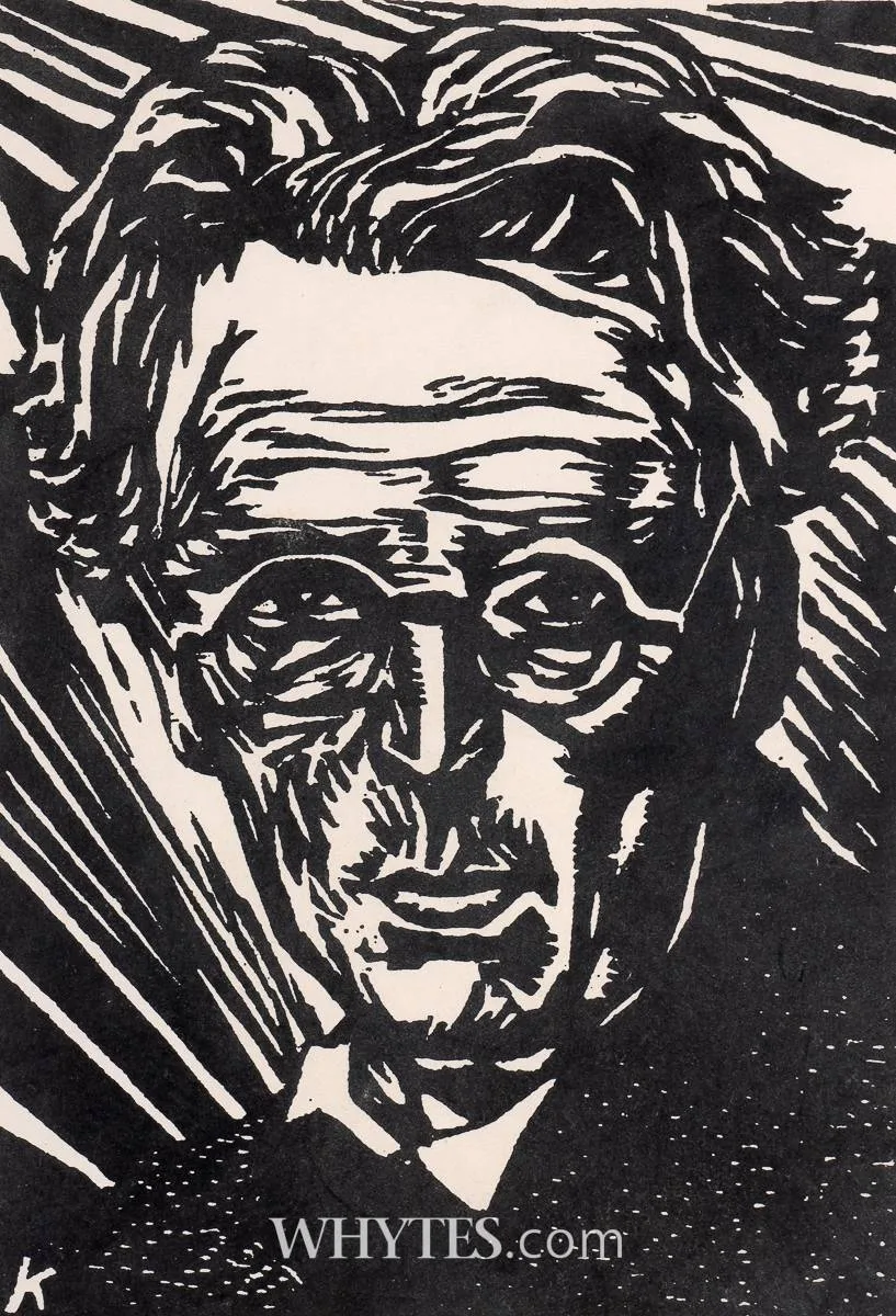 W.B. YEATS by Harry Kernoff, woodcut, sold Oct 2024