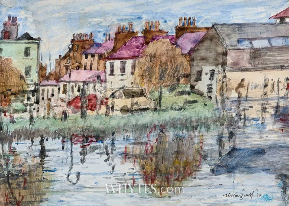 REFLECTIONS by Maurice MacGonigal, 1928, watercolour, sold Oct 2024