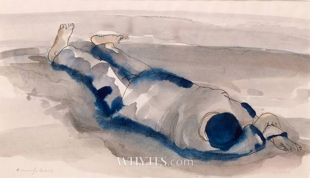 SLEEPING MAN by George Campbell, watercolour, sold Oct 2024