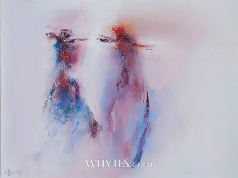 CONVERSATION by Gerald Davis, 1989, oil on canvas, sold Oct 2024
