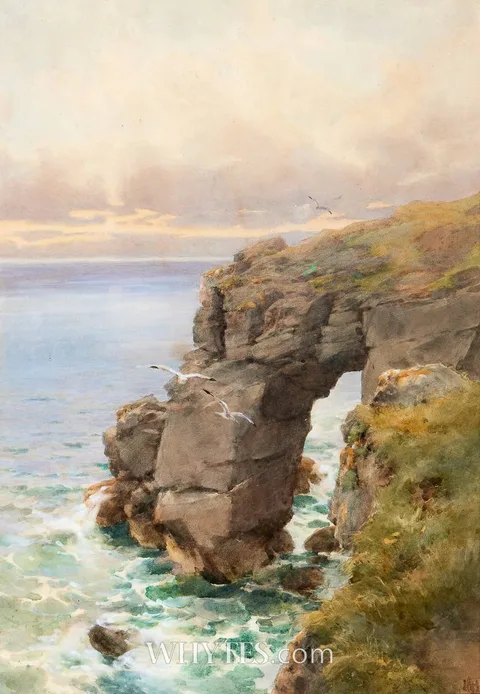 THE NATURAL ARCH, TORQUAY by Helen O'Hara, watercolour, offered Oct 2024