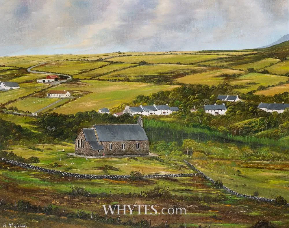 William McGivern, CHURCH IN THE GLENS, oil on canvas