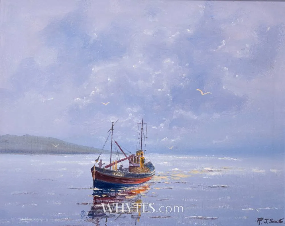 Robert J. Scott, EARLY MORNING START, oil on canvas board