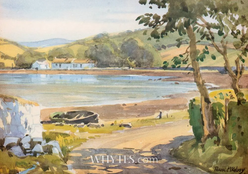 Frank McKelvey, COASTAL SCENE WITH COTTAGES [REPRODUCTION], print