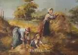 20th Century Continental School, PEASANTS IN A FIELD (A PAIR)