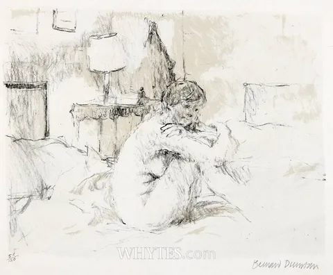 Bernard Dunstan, NUDE ON BED, print; (no. 58 from an edition of 120)