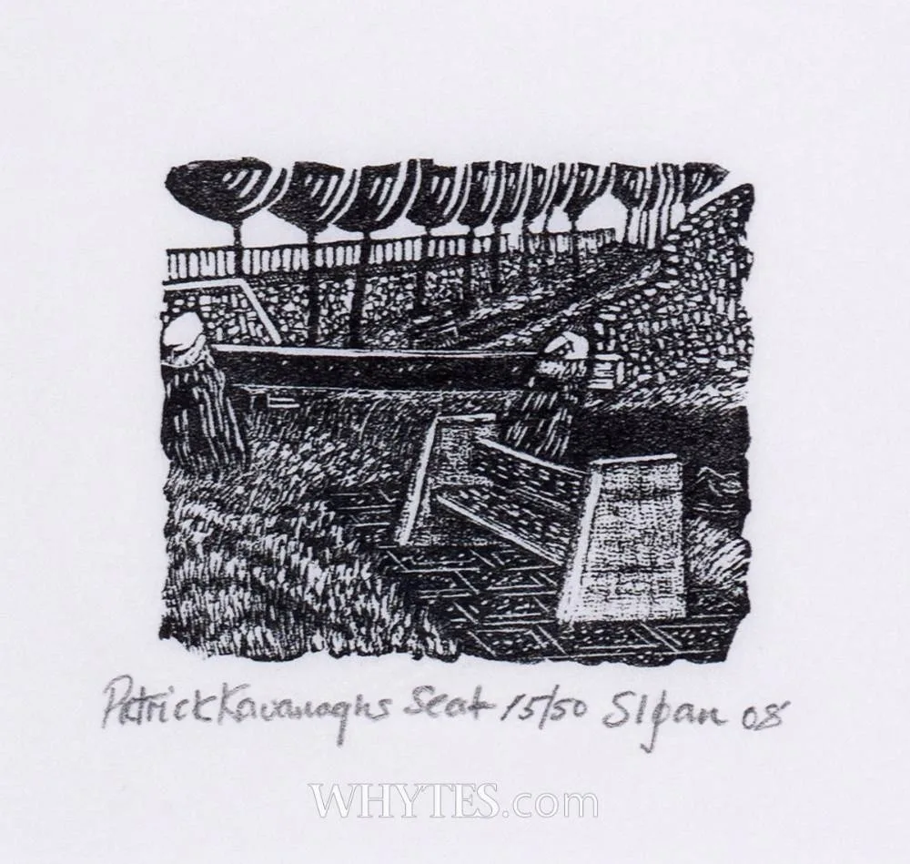 PATRICK KAVANAGH'S SEAT by Joseph Sloan, 2008, wood engraving; (no. 15 from an edition on 50), offered Oct 2024