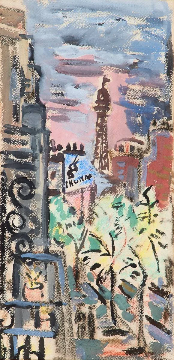 THE EIFFEL TOWER by Evie Hone, gouache, sold Sep 2024