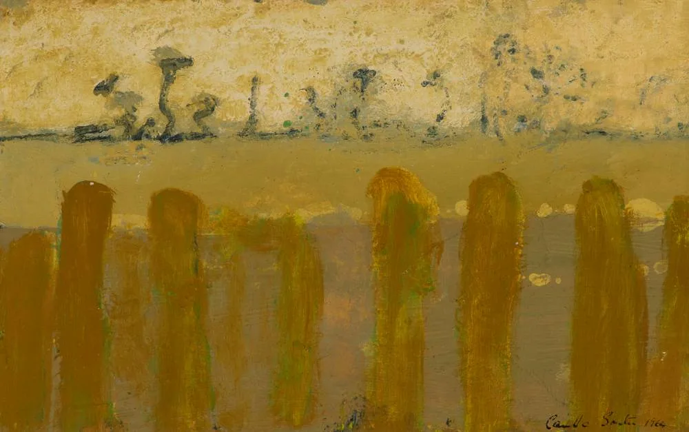 WINTER EVENING, CALARY by Camille Souter, 1964, oil on paper laid on board, sold Sep 2024