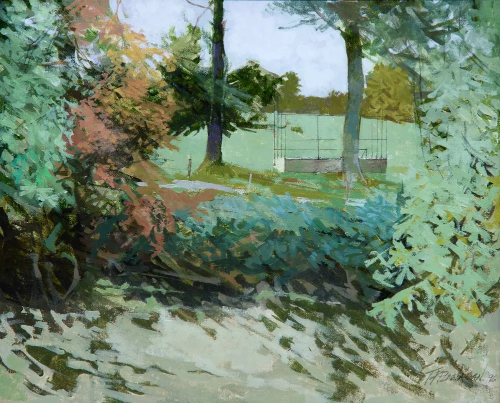 LANDSCAPE by Terence P. Flanagan, 1996, oil on board, offered Sep 2024