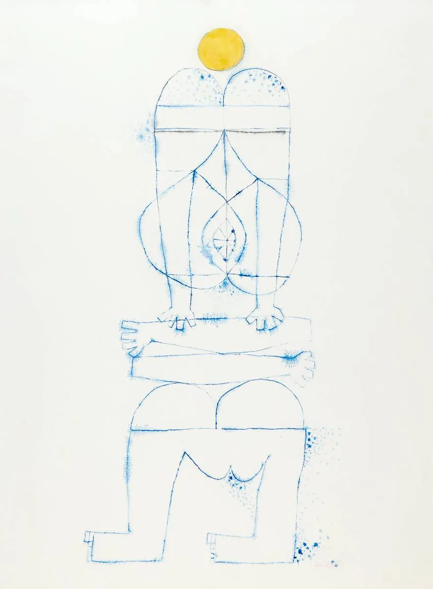 ACROBATS by Colin Middleton, 1972, pen and ink with watercolour, sold Sep 2024