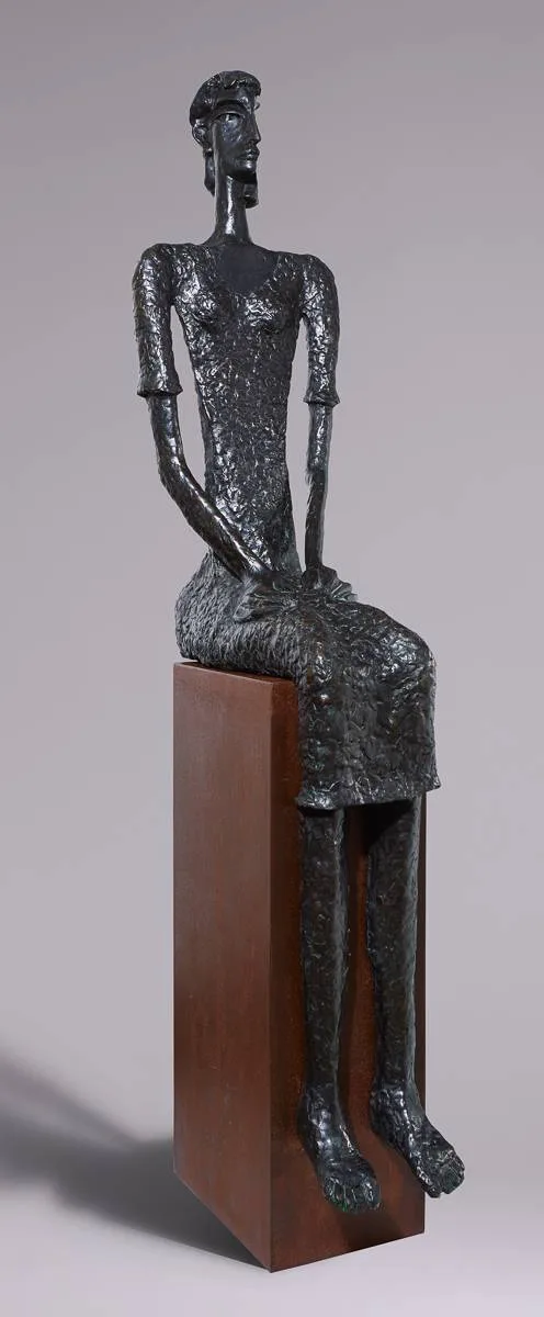 Graham Knuttel, SEATED WOMAN, bronze on copper base; (unique)