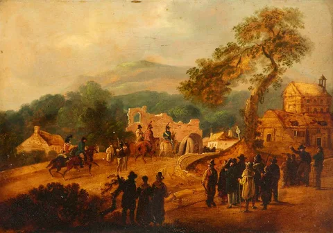 PRISONER UNDER MOUNTED MILITARY GUARD by William Sadler II, oil on panel, sold Sep 2024