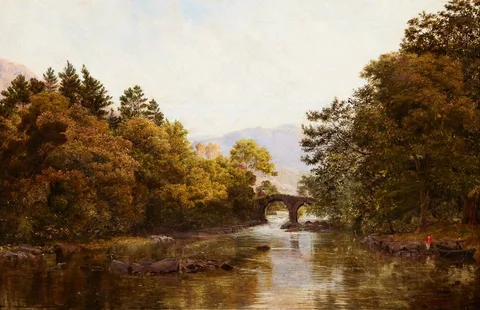 Bartholomew Colles Watkins, THE OLD WEIR BRIDGE, KILLARNEY, oil on canvas