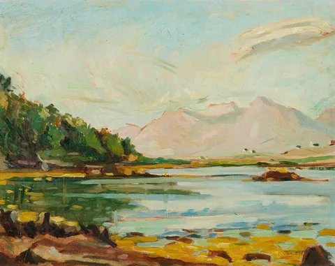 Kitty Wilmer O'Brien, TWELVE PINS FROM ROUNDSTONE, CONNEMARA, oil on board