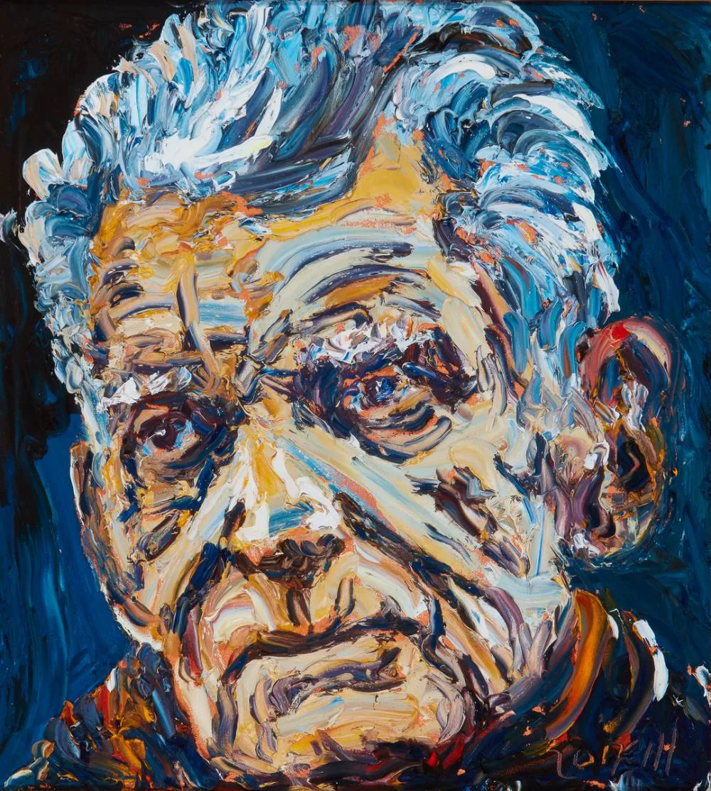 SAMUEL BECKETT by Liam O'Neill, oil on canvas, sold Sep 2024