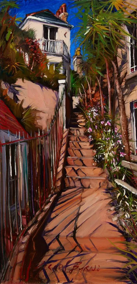 SORRENTO STEPS, DALKEY, COUNTY DUBLIN by Gerard Byrne, oil on canvas, offered Sep 2024