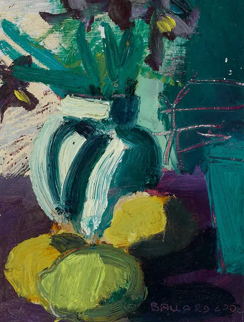 THREE LEMONS by Brian Ballard, 2002, oil on board, offered Jul 2024