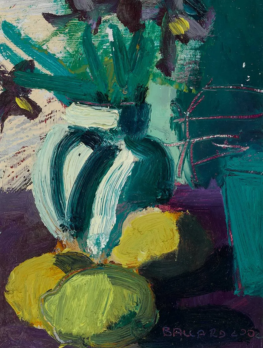 THREE LEMONS by Brian Ballard, 2002, oil on board, offered Jul 2024