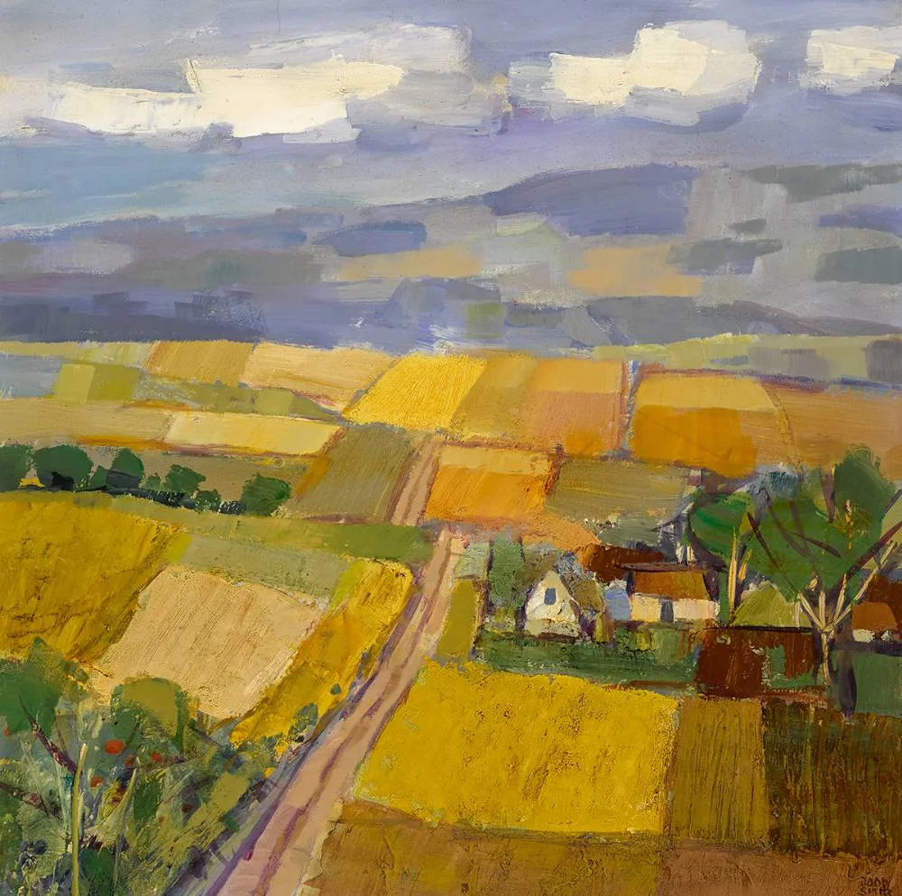Joop Smits, FARMFIELDS, oil on board