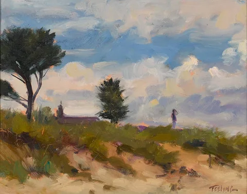BURROW BEACH, SUTTON, DUBLIN by Norman Teeling, oil on panel, sold Jul 2024