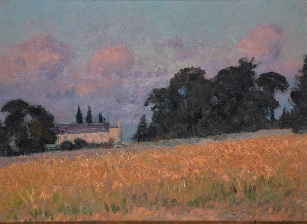 CHRISTMAS by Patrick Leonard, 1980, oil on board, sold Jul 2024