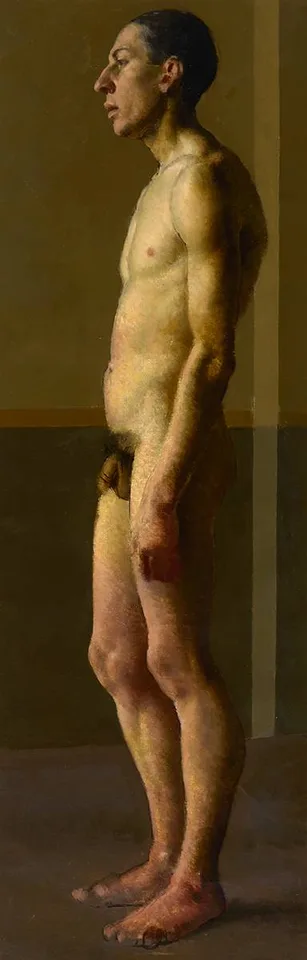 John Luke, NUDE MALE, oil on canvas laid on board