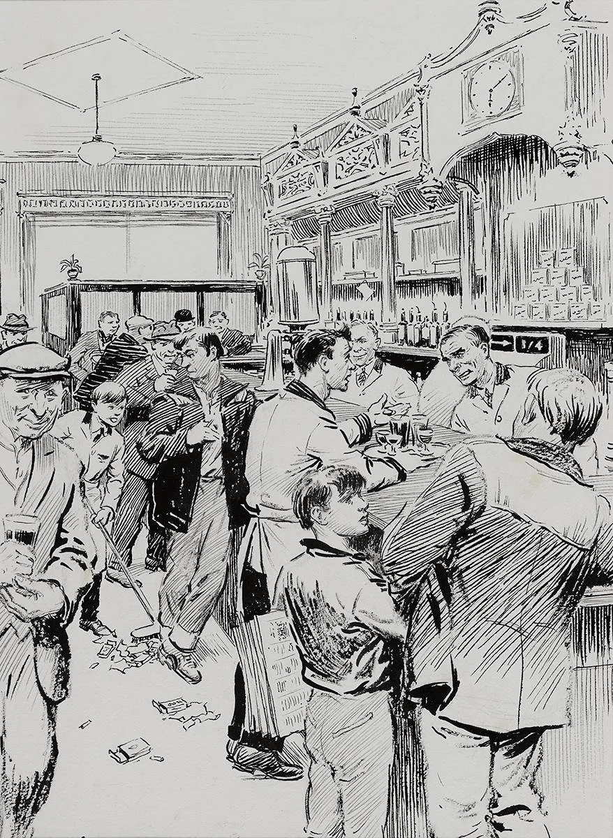 William H. Conn, MOSEY HUNTER'S, pen and ink