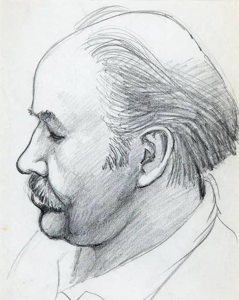 PORTRAIT OF GERARD DILLON by Arthur Armstrong, pencil, sold Jul 2024