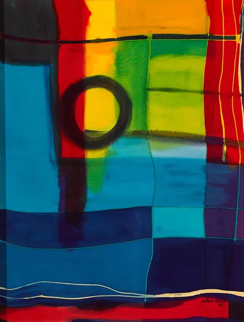 Patricia Murphy, REFLECTIONS, 2002, procion dyes, acrylics and silkscreen ink on unprimed cotton procion dyes, acrylics and silk screen ink on unprimed cotton