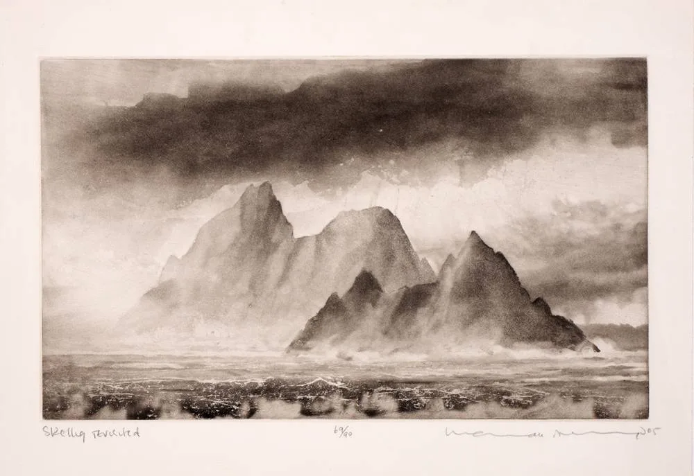 SKELLIG REVISTED by Norman Ackroyd, 2005, aquatint; (no. 69 from an edition of 90), sold Jul 2024