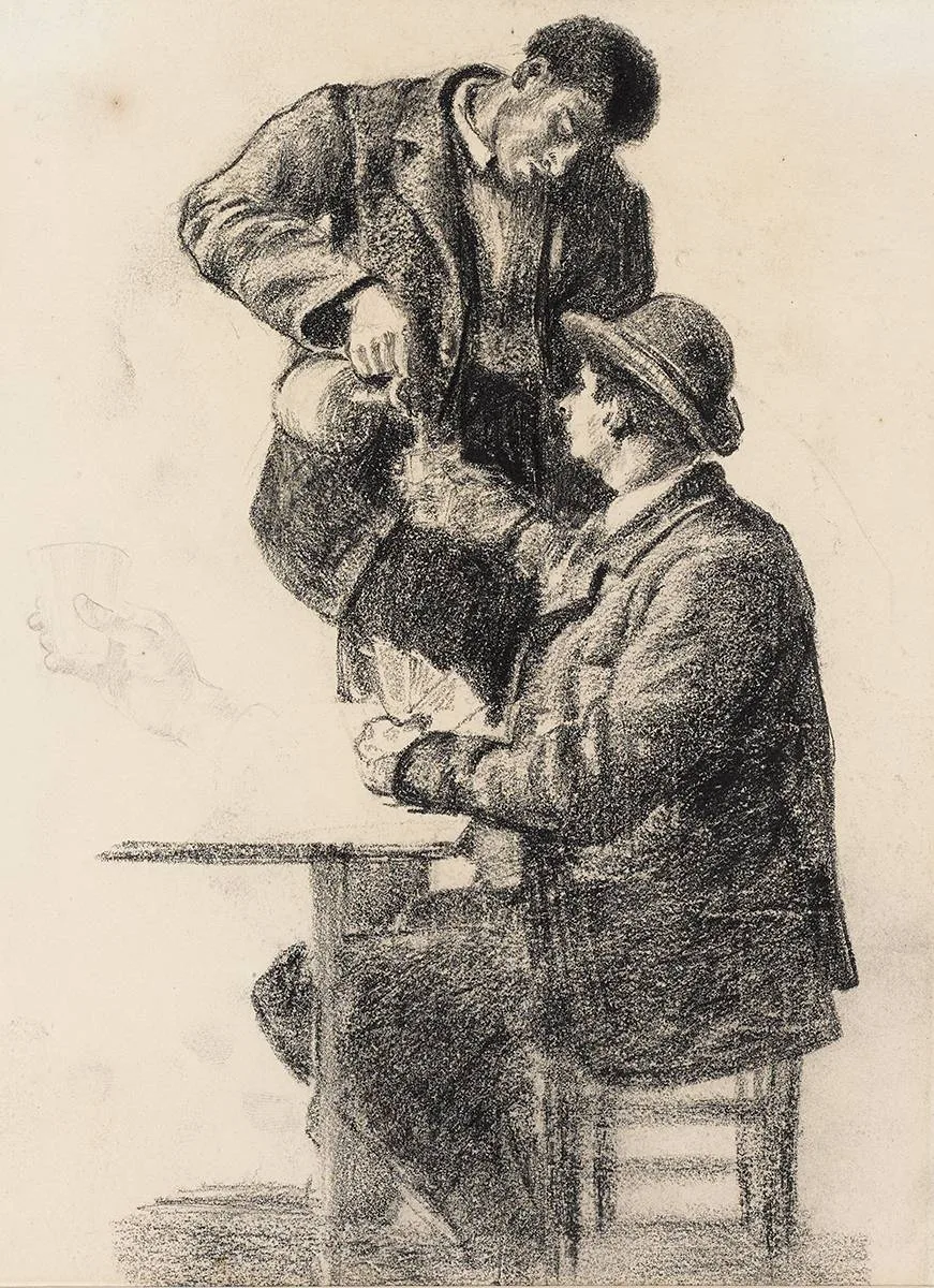STUDY FOR A PAINTING by Daniel Maclise, charcoal and pencil, sold Jul 2024