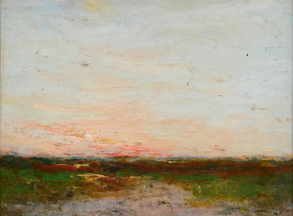 SUNSET by Patrick Vincent Duffy, oil on panel, sold Jul 2024