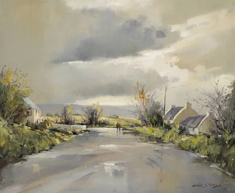 Arthur H. Twells, LATE AFTERNOON STROLL, oil on canvas