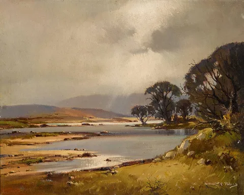 Arthur H. Twells, LAKE SCENE, oil on canvas