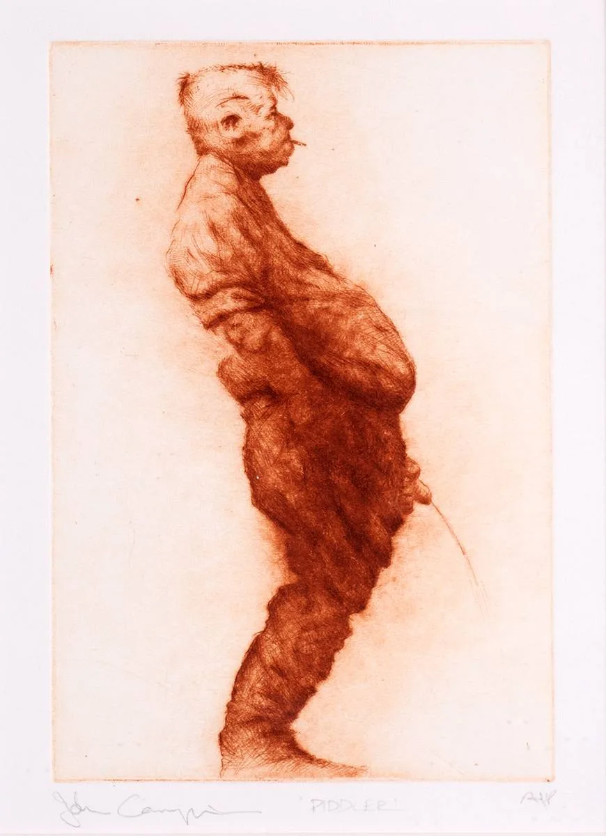 PIDDLER by John Campion, etching; (artist's proof), sold Jul 2024